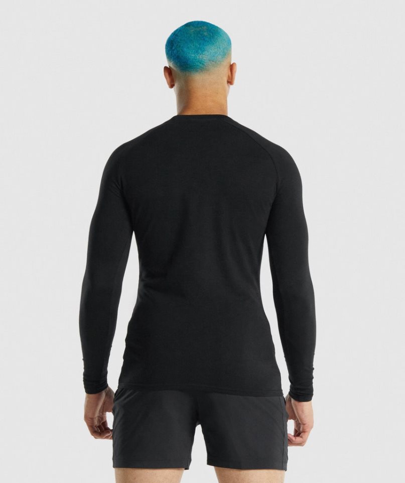 Koszulki Gymshark Apollo Long Sleeve Męskie Czarne | PL 750SRE